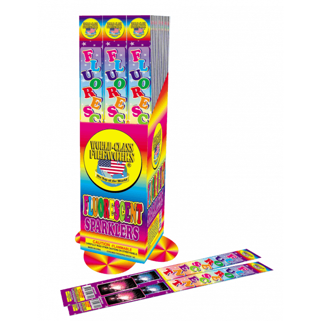 1 Pack - 4pc Flourescent Neon Sparklers 14"
