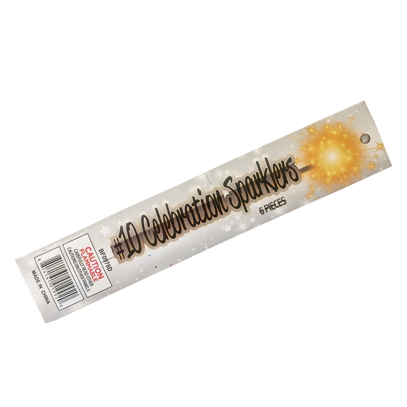 6pc #10 Party Sparklers 1 Package of 6 Sparklers