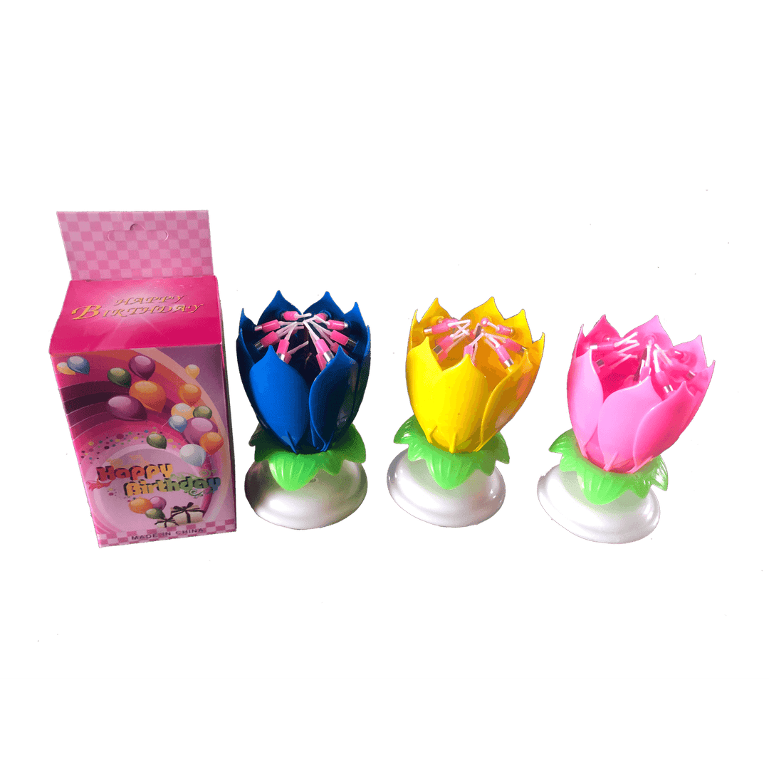 1pc Musical Flower Birthday Candle Sparkler Assorted colors