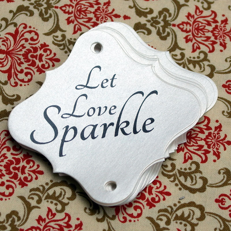36pc Wedding Sparklers Tags - Let Love Sparkle - Quartz Color Shimmer Paper
